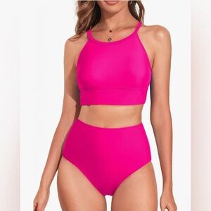 Women's Bikini Sets High Neck High Waisted Two Pieces Swimsuits Bathing Suits